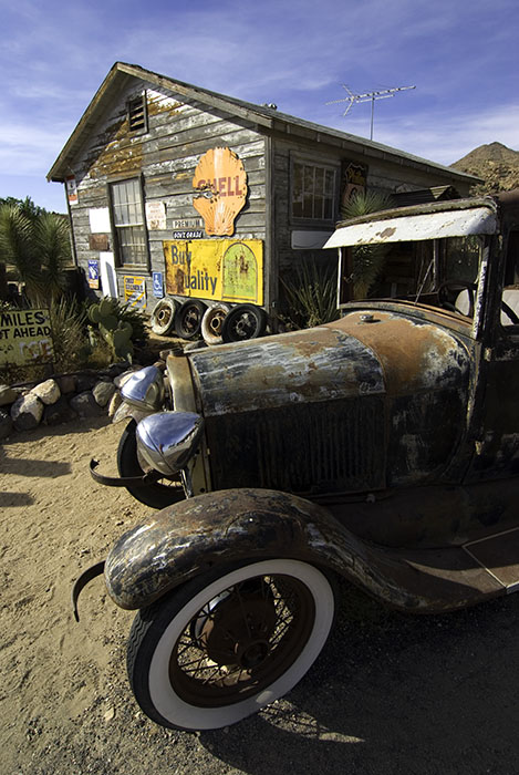 Automotive relics outside the General Store in Hackberry, Arizon