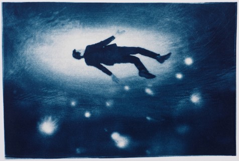 Rising, 2013. Collaged Cyanotype Print with Digital Drawing. 11.5” x 17”. Limited edition of 12.